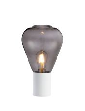 Odeyscene Table Lamp With Narrow Glass, 1 x E27, Satin White/Inky Black/Clear PVC Cable