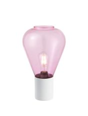 Odeyscene Table Lamp With Narrow Glass, 1 x E27, Satin White/Lilac/Clear PVC Cable