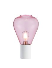 Odeyscene Table Lamp With Narrow Glass, 1 x E27, Satin White/Pink/Clear PVC Cable