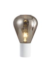 Odeyscene Table Lamp With Narrow Glass, 1 x E27, Satin White/Smoke/Clear PVC Cable