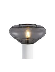Odeyscene Table Lamp With Wide Glass, 1 x E27, Satin White/Inky Black/Clear PVC Cable