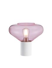 Odeyscene Table Lamp With Wide Glass, 1 x E27, Satin White/Pink/Clear PVC Cable