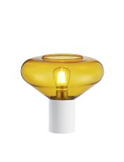 Odeyscene Table Lamp With Wide Glass, 1 x E27, Satin White/Yellow/Clear PVC Cable