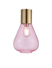 Odeyscene 23cm Ceiling Light With Narrow Glass, 1 x E27, Antique Brass/Pink