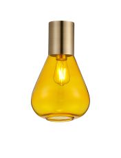 Odeyscene 23cm Ceiling Light With Narrow Glass, 1 x E27, Antique Brass/Yellow