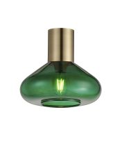 Odeyscene 31cm Ceiling Light With Wide Glass, 1 x E27, Antique Brass/Bottle Green