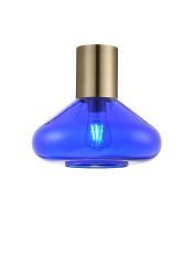 Odeyscene 31cm Ceiling Light With Wide Glass, 1 x E27, Antique Brass/Blue Ink
