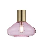 Odeyscene 31cm Ceiling Light With Wide Glass, 1 x E27, Antique Brass/Pink