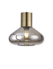 Odeyscene 31cm Ceiling Light With Wide Glass, 1 x E27, Antique Brass/Smoke
