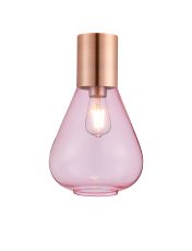 Odeyscene 23cm Ceiling Light With Narrow Glass, 1 x E27, Antique Copper/Pink