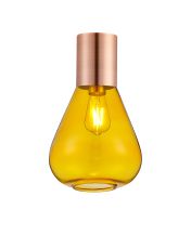 Odeyscene 23cm Ceiling Light With Narrow Glass, 1 x E27, Antique Copper/Yellow
