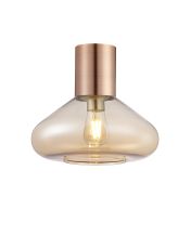 Odeyscene 31cm Ceiling Light With Wide Glass, 1 x E27, Antique Copper/Amber