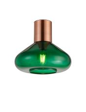 Odeyscene 31cm Ceiling Light With Wide Glass, 1 x E27, Antique Copper/Bottle Green