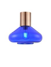 Odeyscene 31cm Ceiling Light With Wide Glass, 1 x E27, Antique Copper/Blue Ink