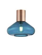 Odeyscene 31cm Ceiling Light With Wide Glass, 1 x E27, Antique Copper/Teal Blue