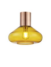 Odeyscene 31cm Ceiling Light With Wide Glass, 1 x E27, Antique Copper/Yellow