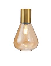 Odeyscene 23cm Ceiling Light With Narrow Glass, 1 x E27, Aged Brass/Amber