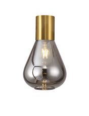 Odeyscene 23cm Ceiling Light With Narrow Glass, 1 x E27, Aged Brass/Smoke