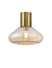Odeyscene 31cm Ceiling Light With Wide Glass, 1 x E27, Aged Brass/Amber