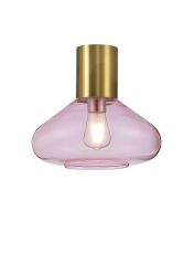 Odeyscene 31cm Ceiling Light With Wide Glass, 1 x E27, Aged Brass/Pink