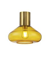 Odeyscene 31cm Ceiling Light With Wide Glass, 1 x E27, Aged Brass/Yellow