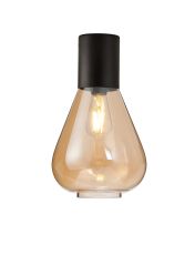 Odeyscene 23cm Ceiling Light With Narrow Glass, 1 x E27, Satin Black/Amber