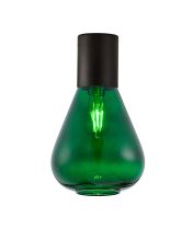 Odeyscene 23cm Ceiling Light With Narrow Glass, 1 x E27, Satin Black/Bottle Green