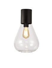 Odeyscene 23cm Ceiling Light With Narrow Glass, 1 x E27, Satin Black/Clear