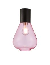 Odeyscene 23cm Ceiling Light With Narrow Glass, 1 x E27, Satin Black/Pink