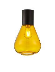 Odeyscene 23cm Ceiling Light With Narrow Glass, 1 x E27, Satin Black/Yellow