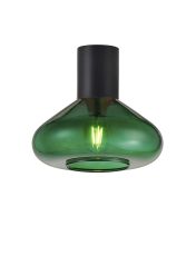 Odeyscene 31cm Ceiling Light With Wide Glass, 1 x E27, Satin Black/Bottle Green