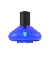Odeyscene 31cm Ceiling Light With Wide Glass, 1 x E27, Satin Black/Blue Ink