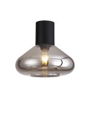 Odeyscene 31cm Ceiling Light With Wide Glass, 1 x E27, Satin Black/Smoke