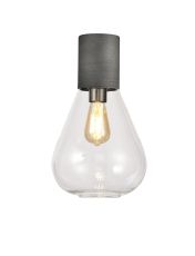 Odeyscene 23cm Ceiling Light With Narrow Glass, 1 x E27, Pewter/Clear