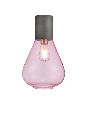 Odeyscene 23cm Ceiling Light With Narrow Glass, 1 x E27, Pewter/Pink