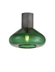 Odeyscene 31cm Ceiling Light With Wide Glass, 1 x E27, Pewter/Bottle Green
