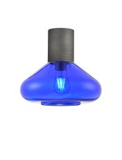 Odeyscene 31cm Ceiling Light With Wide Glass, 1 x E27, Pewter/Blue Ink