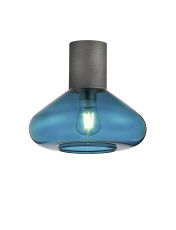 Odeyscene 31cm Ceiling Light With Wide Glass, 1 x E27, Pewter/Teal Blue