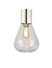 Odeyscene 23cm Ceiling Light With Narrow Glass, 1 x E27, Polished Nickel/Clear