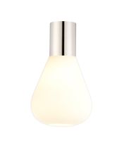Odeyscene 23cm Ceiling Light With Narrow Glass, 1 x E27, Polished Nickel/Opal