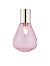 Odeyscene 23cm Ceiling Light With Narrow Glass, 1 x E27, Polished Nickel/Pink