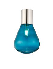Odeyscene 23cm Ceiling Light With Narrow Glass, 1 x E27, Polished Nickel/Teal Blue