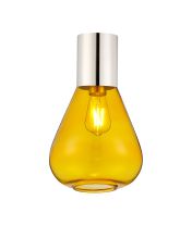 Odeyscene 23cm Ceiling Light With Narrow Glass, 1 x E27, Polished Nickel/Yellow