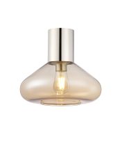 Odeyscene 31cm Ceiling Light With Wide Glass, 1 x E27, Polished Nickel/Amber