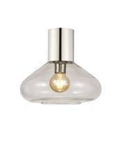 Odeyscene 31cm Ceiling Light With Wide Glass, 1 x E27, Polished Nickel/Clear