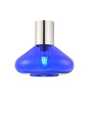 Odeyscene 31cm Ceiling Light With Wide Glass, 1 x E27, Polished Nickel/Blue Ink