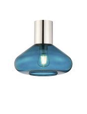 Odeyscene 31cm Ceiling Light With Wide Glass, 1 x E27, Polished Nickel/Teal Blue