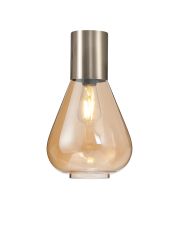 Odeyscene 23cm Ceiling Light With Narrow Glass, 1 x E27, Satin Nickel/Amber