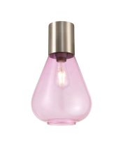 Odeyscene 23cm Ceiling Light With Narrow Glass, 1 x E27, Satin Nickel/Lilac