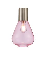 Odeyscene 23cm Ceiling Light With Narrow Glass, 1 x E27, Satin Nickel/Pink